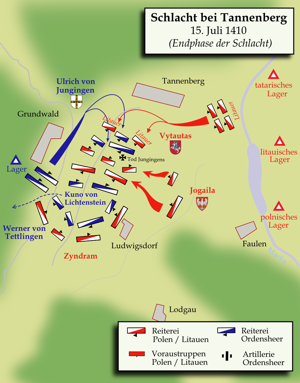 Karte Schlacht bei Tannenberg 1410 Ende